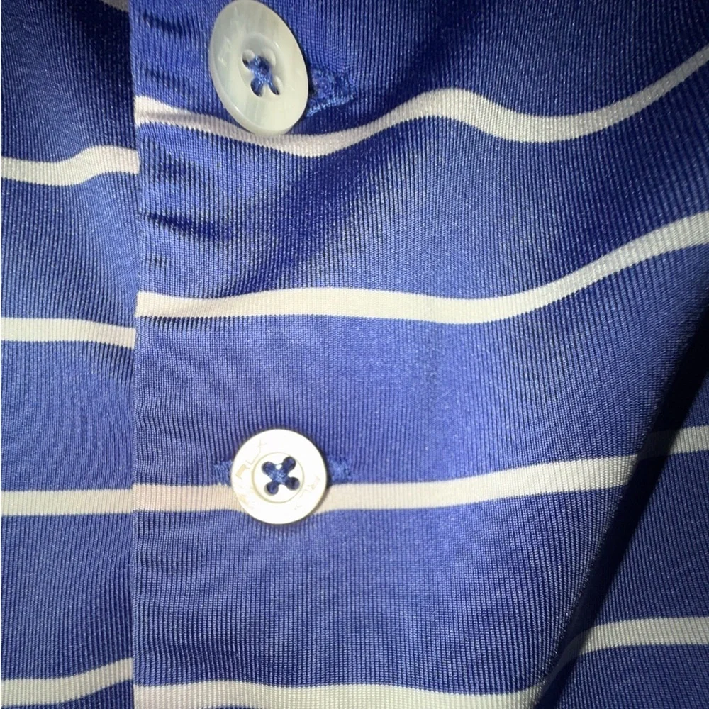 RLX Ralph Lauren Golf Polo Shirt Men’s Large Blue Stripe Performance Stretch
